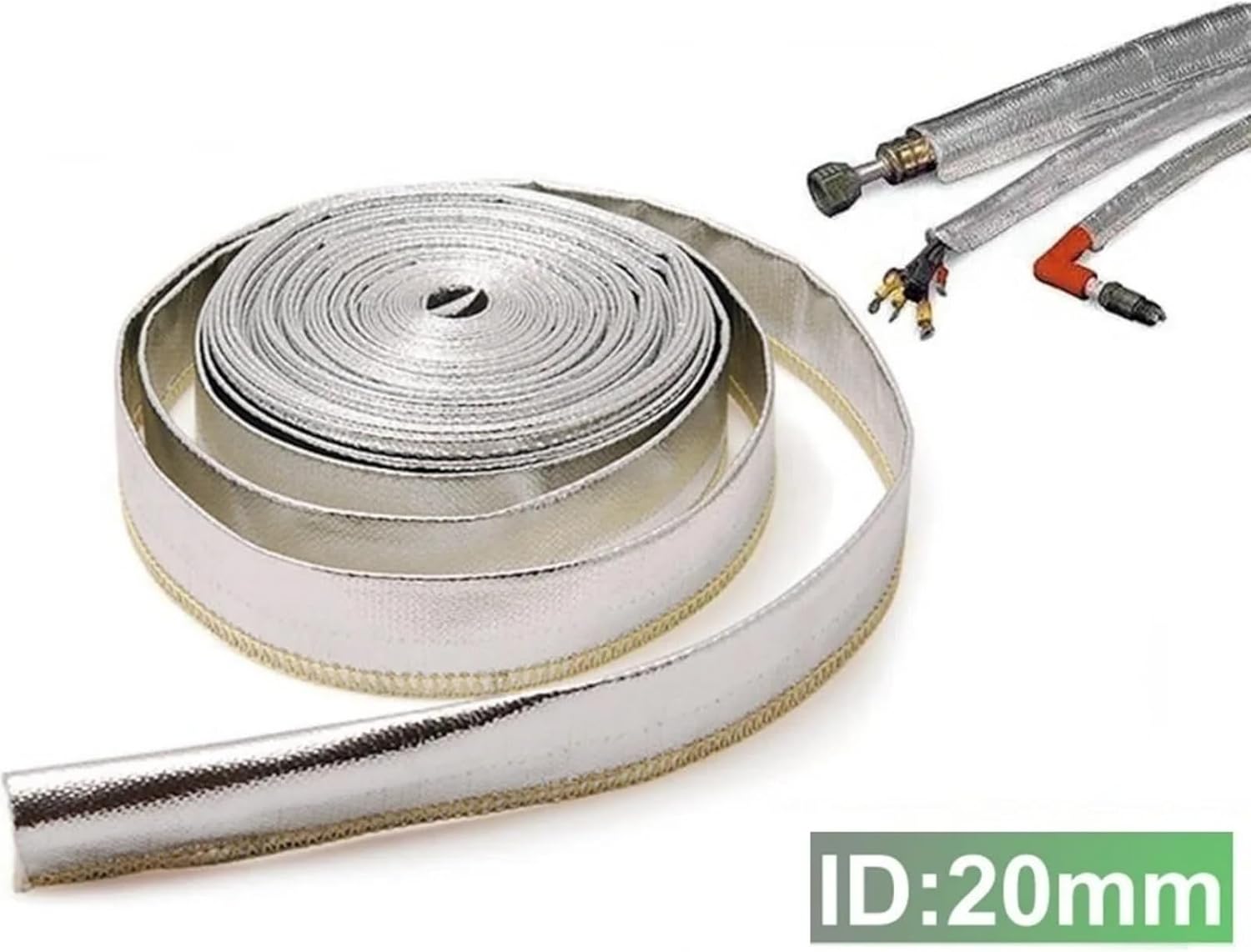 20mm*10 Meter Aluminized Metallic Heat Shield Sleeve Insulated Wire Hose Cover Wrap Loom Tube
