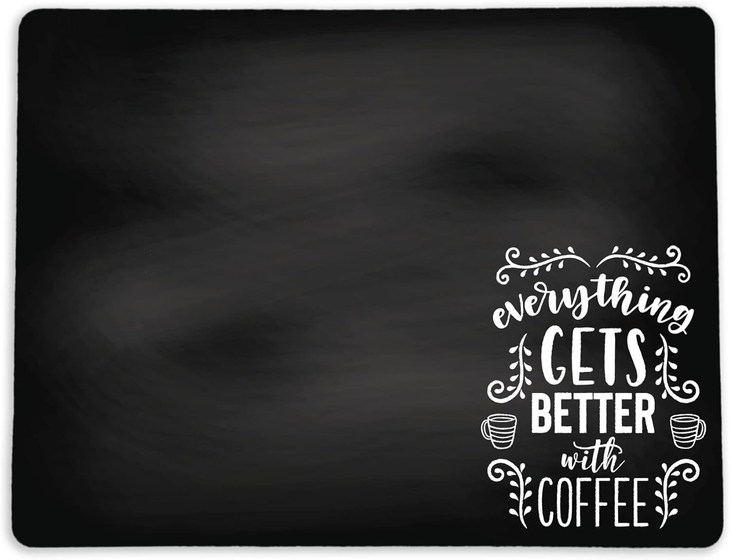 Chalkboard Style Placemat for your Coffee Maker or Espresso Machine - Washable Spill Mat for your Coffee Bar - Made in the USA (But First Coffee, 15 x 19)
