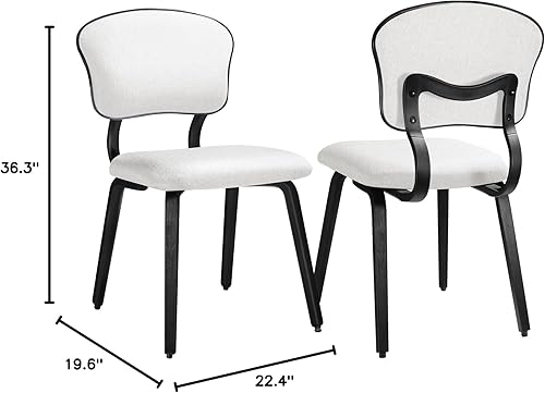 Miniatura 3 de Tatub Juego de 2 sillas de comedor, modernas de mediados de siglo, sillas de comedor tapizadas con patas de madera maciza para cocina, sala de