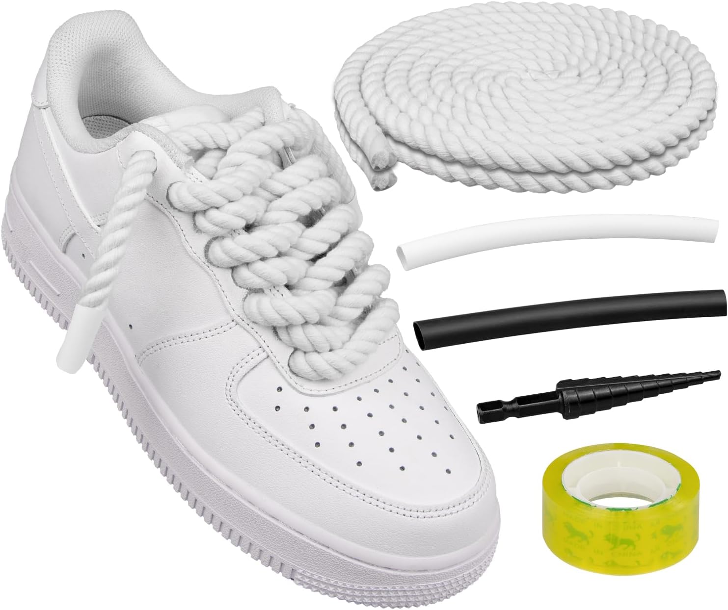 Endoto Thick Rope Shoe Laces for Air Force 1, Chunky Twisted Shoelaces with DIY Custom Accessories for AF Sneaker Shoes