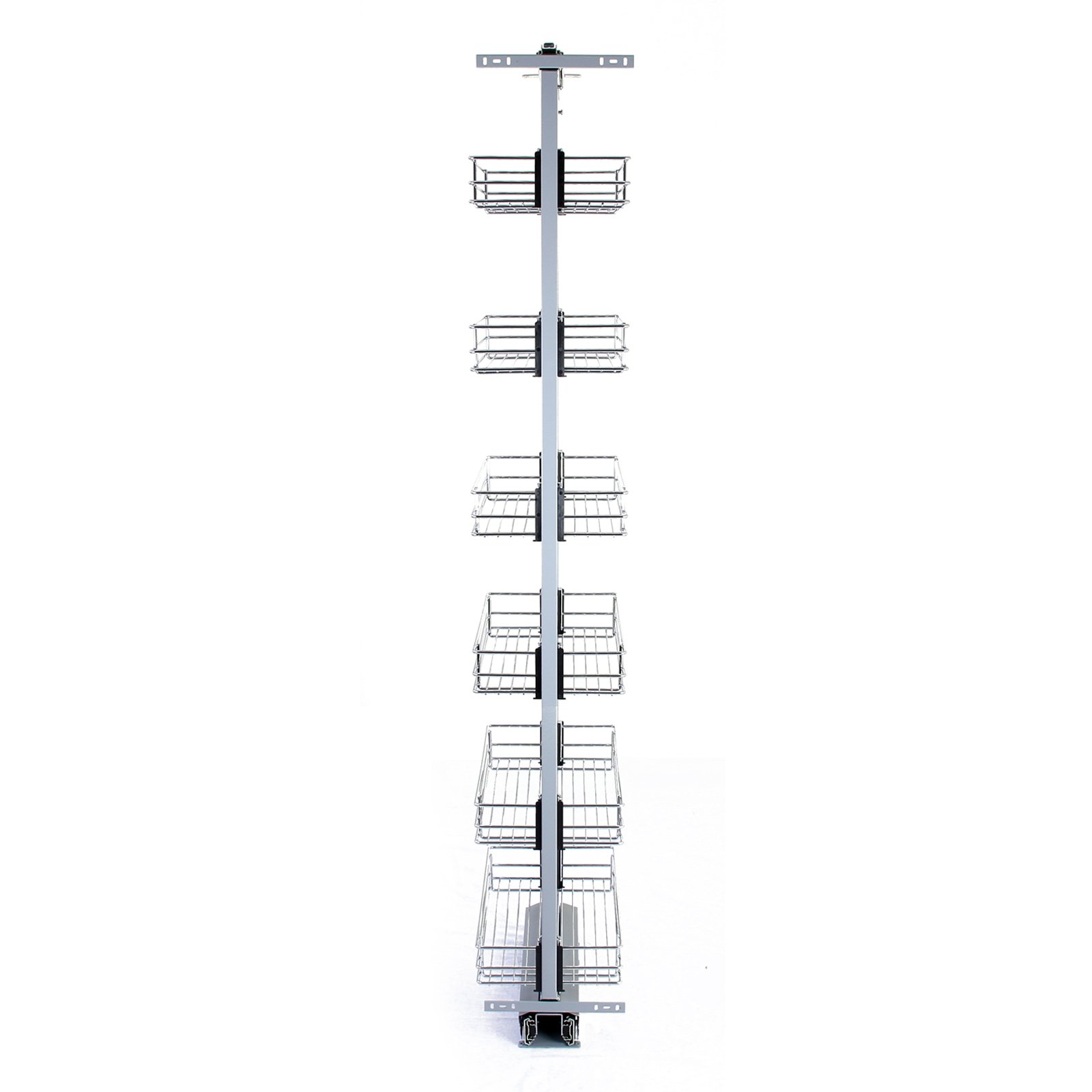 KuKoo Dispensa da cucina estraibile, 46 cm P, 170-195 cm H, chiusura ammortizzata, cestini metallici per armadietti portaoggetti
