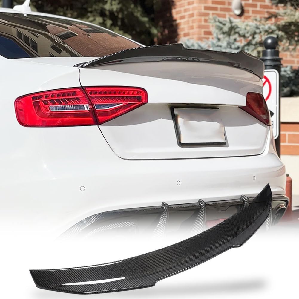 Real Carbon Fiber Trunk Spoiler Compatible with 2013-2016 Audi A4 B8.5 Sedan HighKick Rear Wing Trunk Lid Extended Spoiler Body Kits Factory Outlet