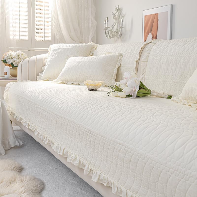 Housse de coussin de canapé en coton blanc antidérapante pour des moments sereins en famille