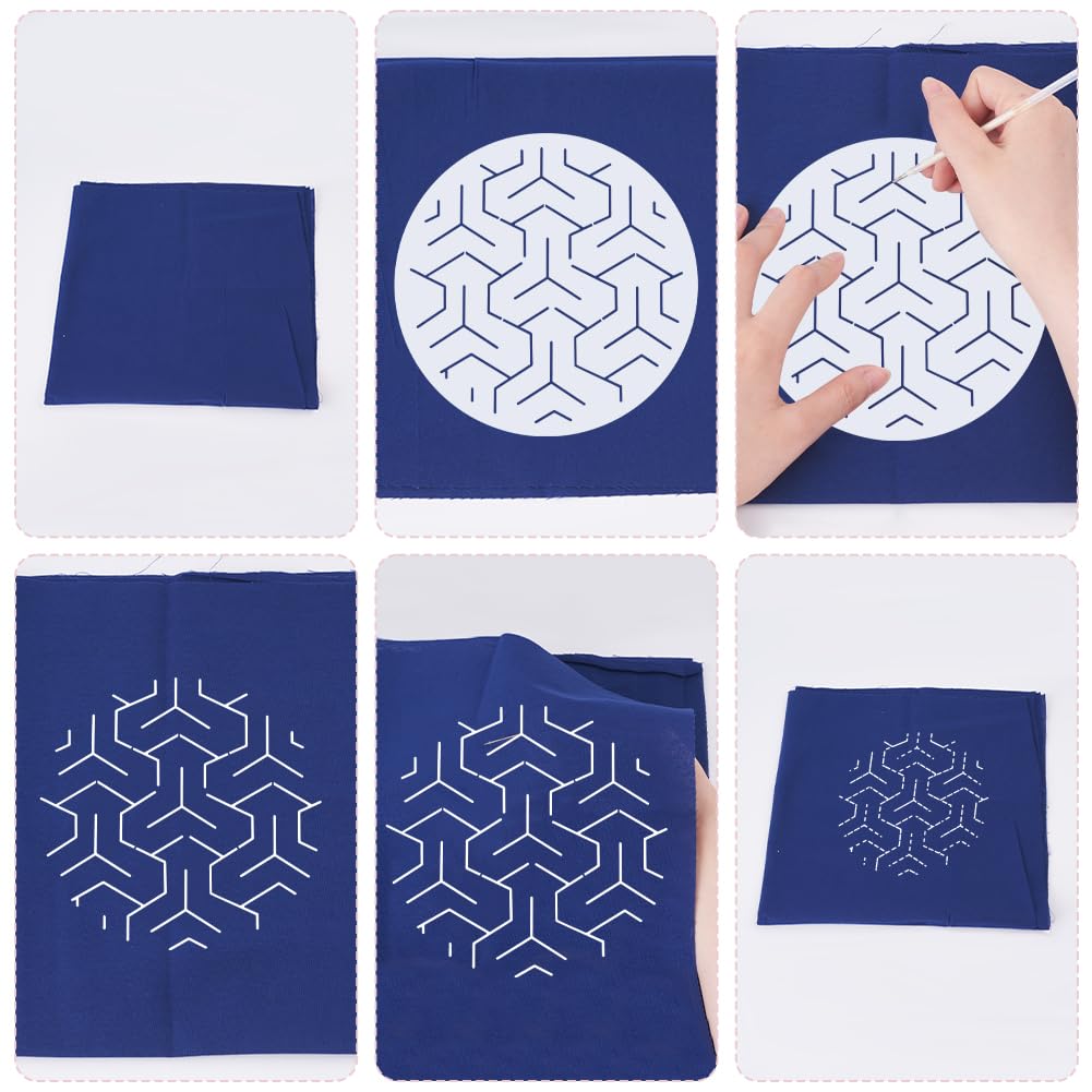 FREEBLOSS Stencil Sashiko Modelli di Ricamo Geometrici 12 Pezzi 14x14cm