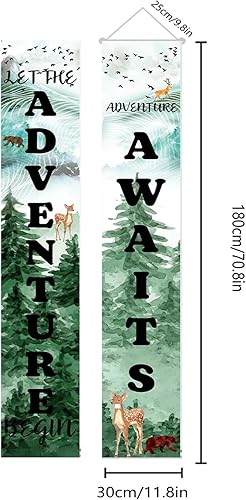 Miniatura 5 de Letrero de porche de Adventure Awaits de 70.8 x 11.8 pulgadas, letrero con texto en inglés Bon Voyage Let The Adventure Begin para puerta delantera,