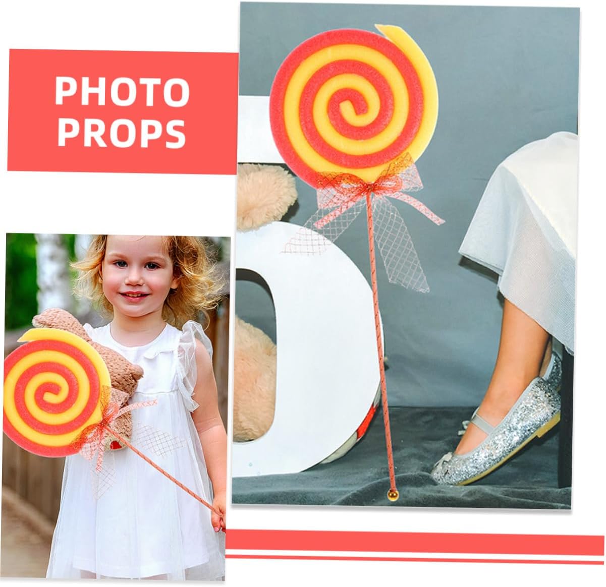 BESTonZON 4pcs Small Watermelon Red Decorative Fake Lollipop Models Photo Props Simulation Candy Ornaments for Birthday Party and Studio Photography