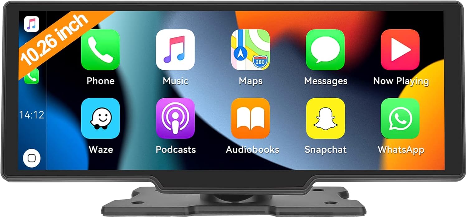 10.26″ Wireless Carplay & Android Auto Portable Car Stereo with Bluetooth Hands-Free Car Radio with Google and Siri Assistant, HD IPS Touchscreen, AUX and FM Transmitter 10.26″ Wireless Carplay & Android Auto Portable Car Stereo with Bluetooth Hands-Free Car Radio with Google and Siri Assistant, HD IPS Touchscreen, AUX and FM Transmitter