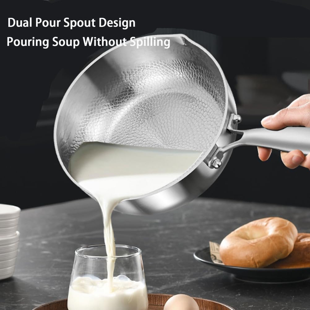 Padella Titanio, Padella in Titanio Martellato con Coperchio, Antiaderente Multifunzionale con Doppio Beccuccio, Riscaldamento Uniforme per Cucinare Tutti i Piani Cottura (With lid,20cm)