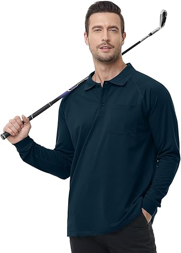 Miniatura 2 de TIHEEN Camisa Polo de Golf para Hombre, Tallas Grandes, Absorbente de Humedad, de Alto Rendimiento, con Bolsillo, de Manga Corta