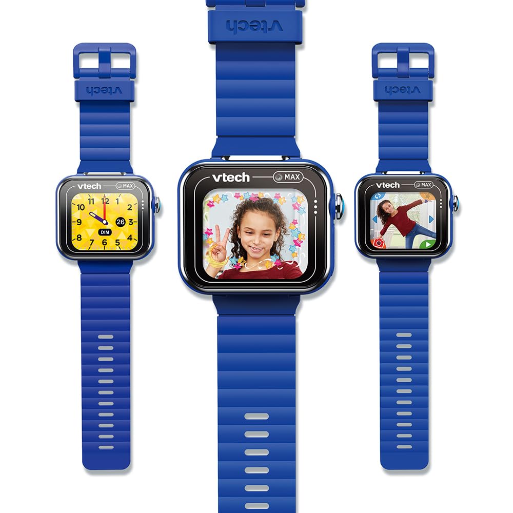 VTech - KidiZoom SmartWatch Max Bleue, Montre Digitale Enfant, Photo, Selfie, Vidéo, Écran Tactile Horizontal, Jouet High-Tech, Cadeau Enfant et Ado de 5 Ans à 14 Ans - Contenu en Français