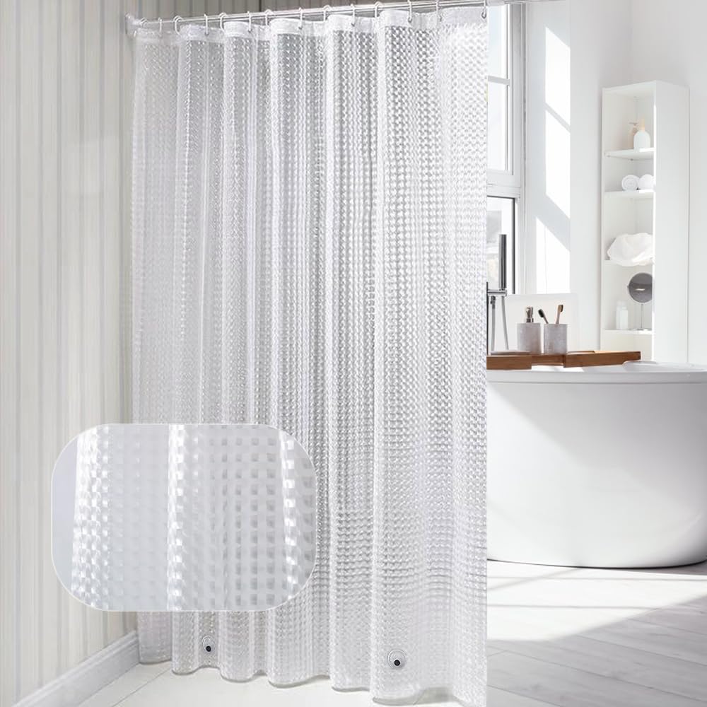 Cortina para Ducha de Baño 180x200cm, Cortina de Ducha Antimoho con Imanes, Cortinas de Baño Impermeable 3D PEVA, Cortina Bañera Plastico, Cortina Ducha Impermeable con 12 Ganchos para Hogar