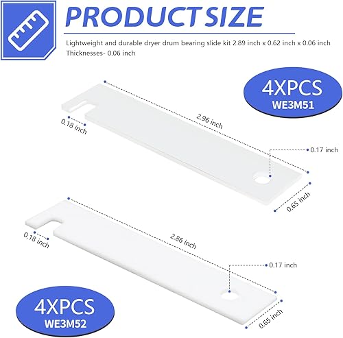 Miniatura 2 de WE3M51 WE3M52 Secadora de ropa Nylon y Teflon Drum Bearing Slide Kit de reemplazo para piezas de secadora GE Kit de rodamientos delanteros, 4 WE3M51