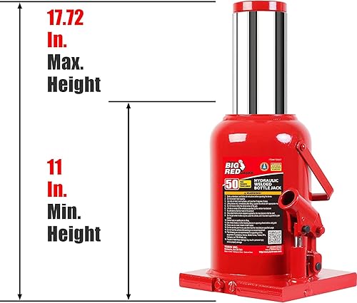 Miniatura 6 de BIG RED Gato hidráulico soldado Torin para botella de automóvil de 50 toneladas (100,000 libras) para reparación de automóviles y elevación de casa,