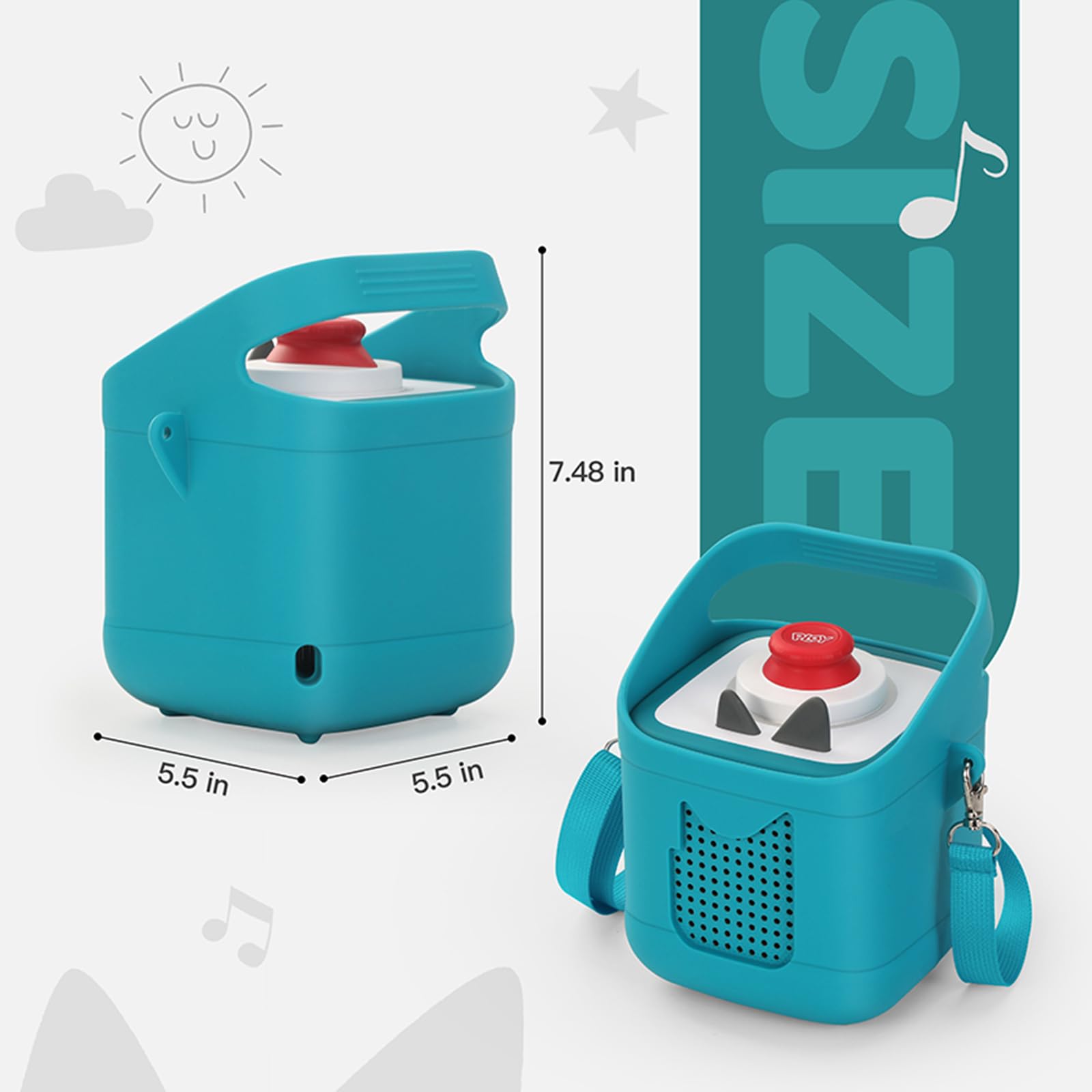 Silikon-Schutzhülle für Toniebox 2 Audio-Player, stoßfest, rutschfest, Schutzhülle für Toniebox 2. Audio-Player, weiche Schutzhülle mit Griff und Schultergurt, Grün