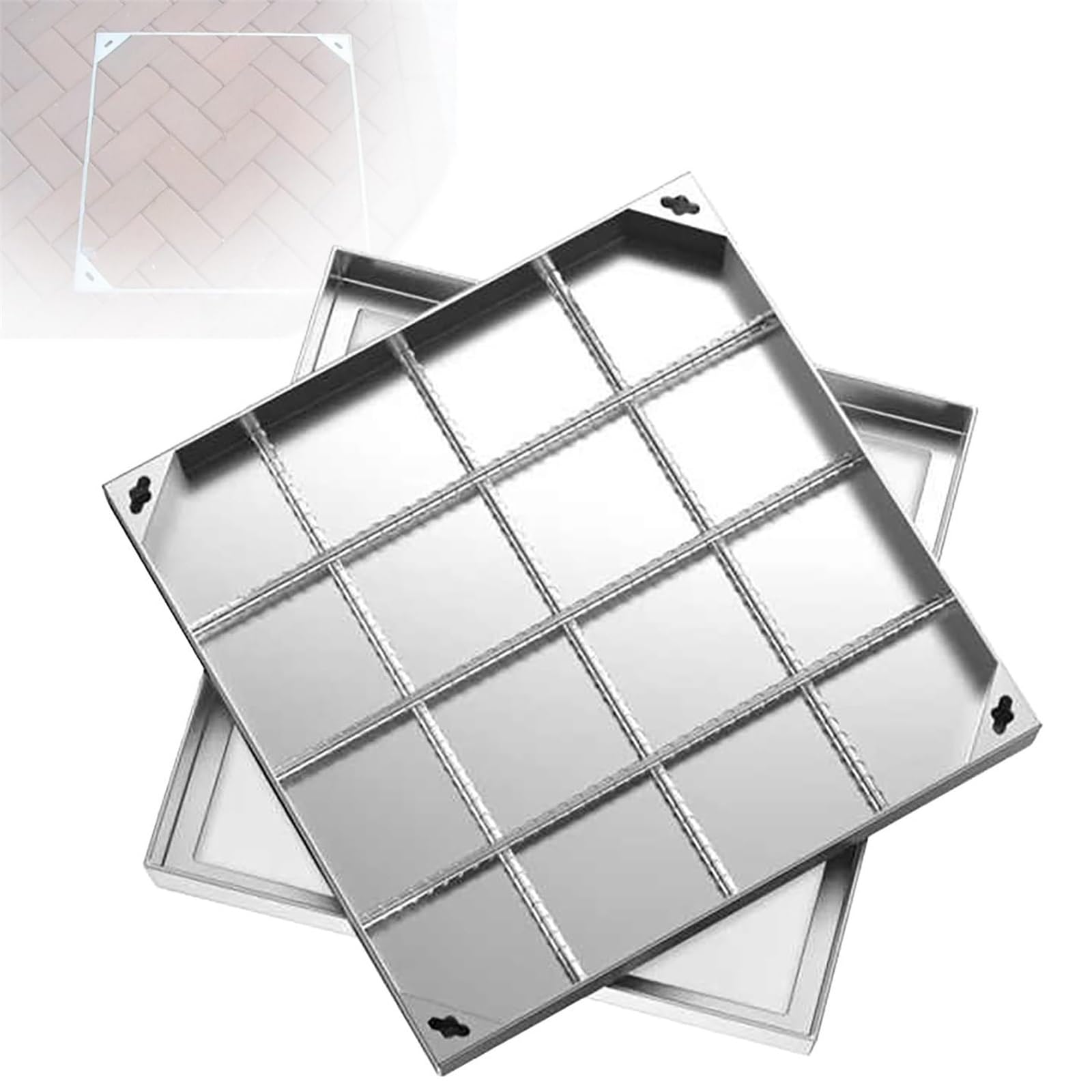 GJMSSMY Stless Steel Manhole Cover Invisible Square Septic Tank Lid with Base 300x300mm (11.8x11.8in) for Patios Gardens CourtyardsDurable & ek Design