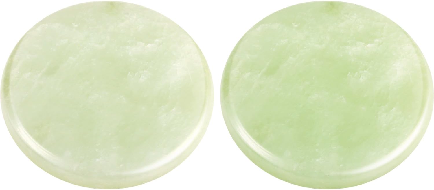 Bememo 2 Pieces Jade Stone for Lash Glue Eyelash Extension Round Jade Stone Green Lash Tile Glue Holders Adhesive Pallet Fake Eyelash Holder Base 2 Inch