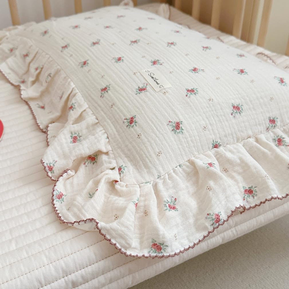 Children's 100% Cotton Cushion Cover - Breathable Baby Pillowcase with Cute Design for Children's Room, Nursery & Safe Sleep (30 x 50 cm) (Berry) - Image 4