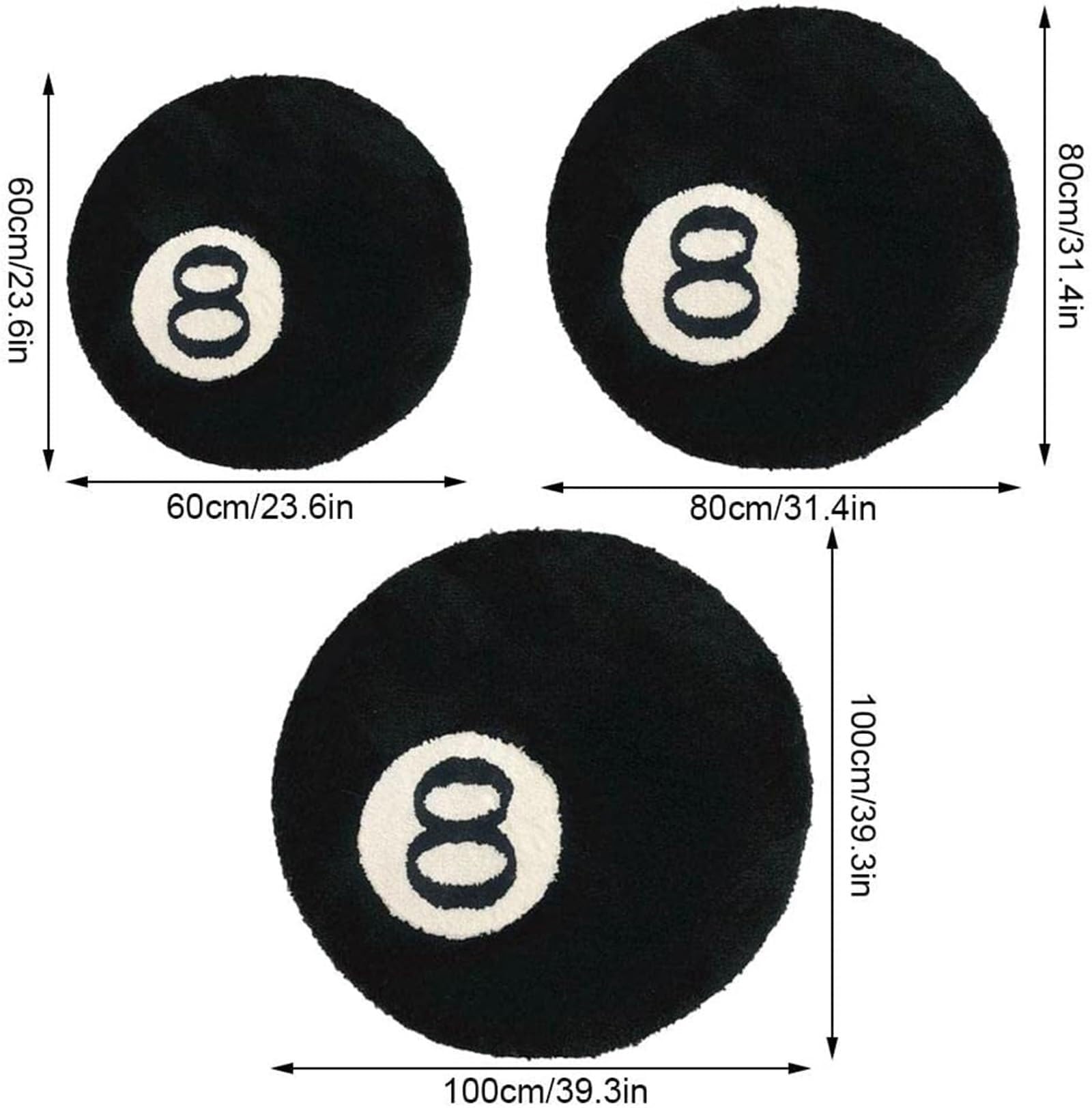 Simulation 8-Ball-Billard, runder Teppich, weich, rutschfest, Heimdekoration(001,120 * 120cm)