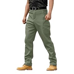 Fleece Lined Cargo Pants for Men Waterproof Tactical Ripstop Baggy Warm Winter Work Hiking Ski Pants Multi Pockets
