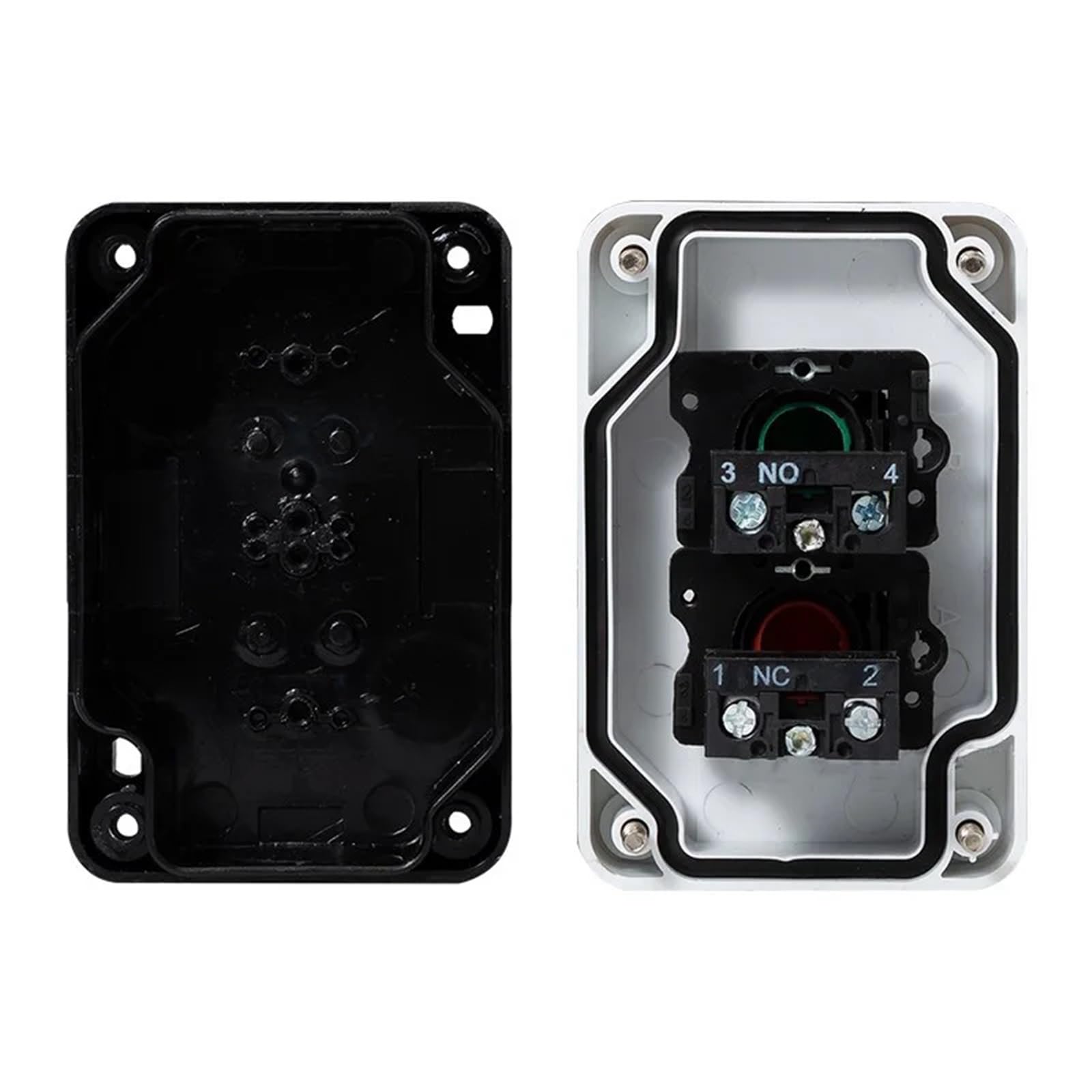 3pcs symbole de flèche indiquant le démarrage et l'arrêt interrupteur à bouton étanche à récupération automatique arrêt d'urgence boîtier de commande portable industriel(Silver)