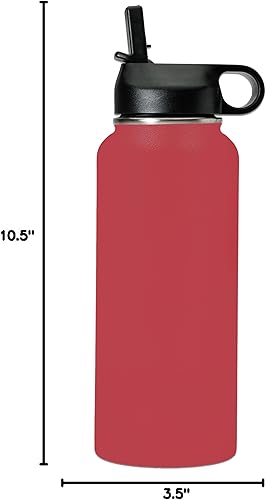 Miniatura 8 de LaserGram Botella de agua de doble pared abatible de 32 onzas con pajilla, gato con mariposa, grabado personalizado incluido (granate)