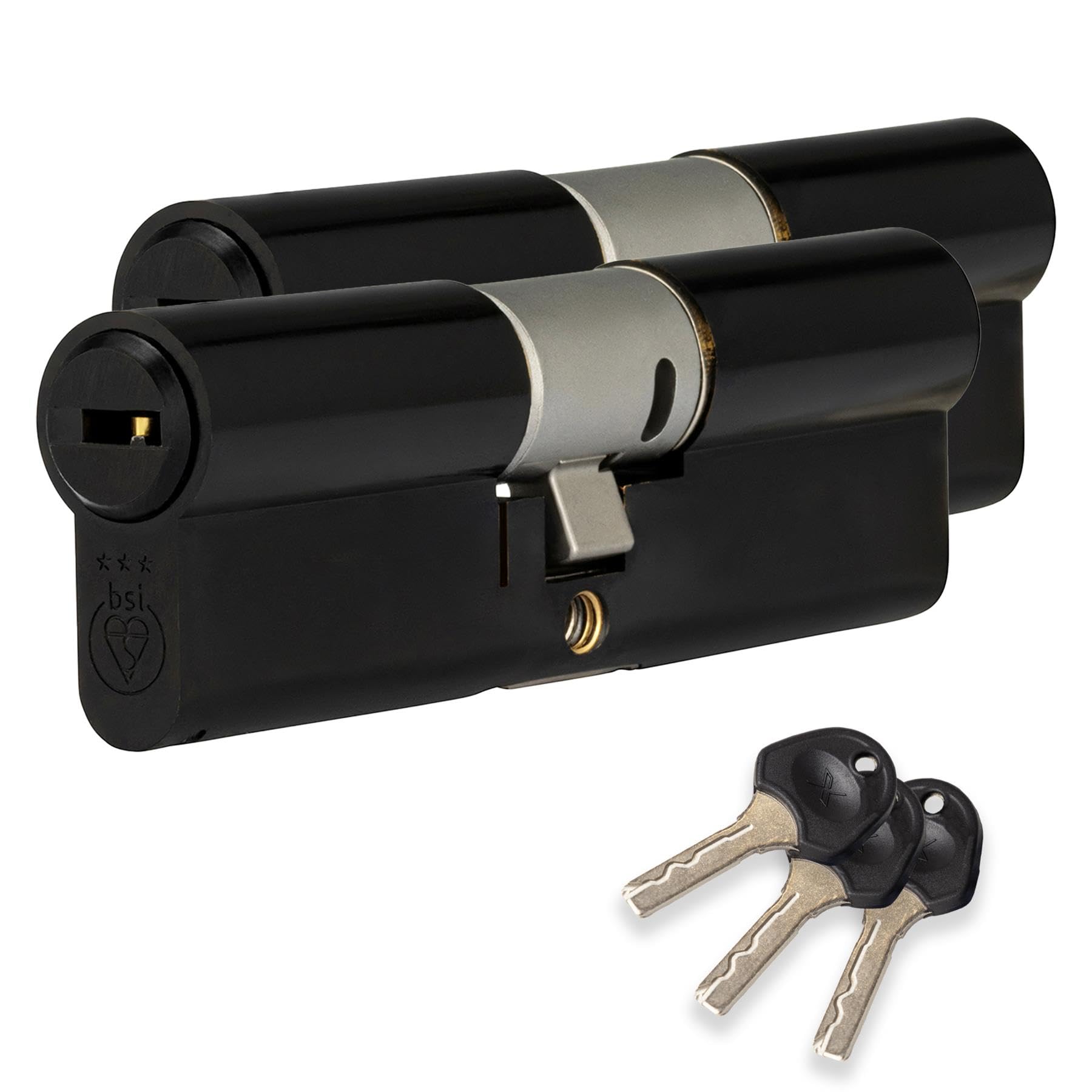 Xfort Black Colossus Matt 3 Star Kitemarked Keyed Alike Euro Cylinder Lock 35Ex/35 (70Mm), British Standard Ts007 Anti-Snap Barrel Lock, Upvc Door Lock.