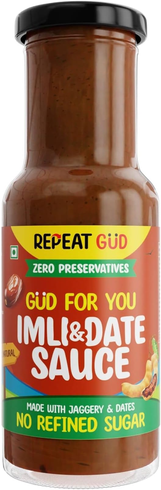 - Healthy Imli & Date Sauce 100% Natural Ingredients | No MSG | No GMO | No Refined Sugar, Made With Jaggery & Dates | 100% Chemical & Preservative Free | GUD For Kids | 100% Vegetarian | 225 gm
