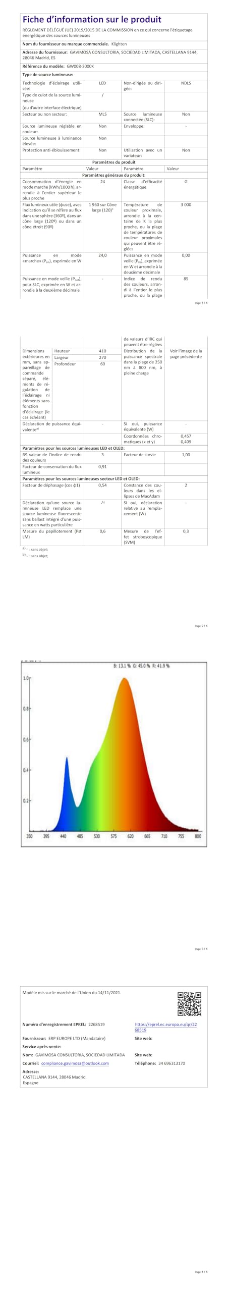 Klighten Applique da Parete Interno LED, 24W, 1960LM, Lampada Decorative Mordern, per Camera da Letto, Soggiorno, Corridoio, 110-240V, Bianco Caldo 3000K, Bianco