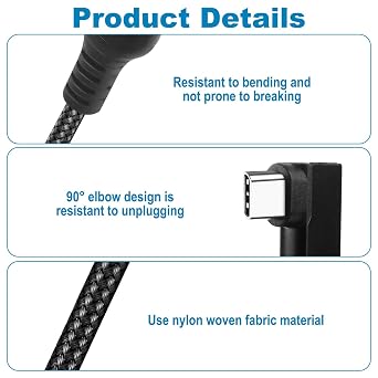 3 Meters VR Link Cable for Meta Quest 3s 3 2 1, USB-A to USB-C Cable