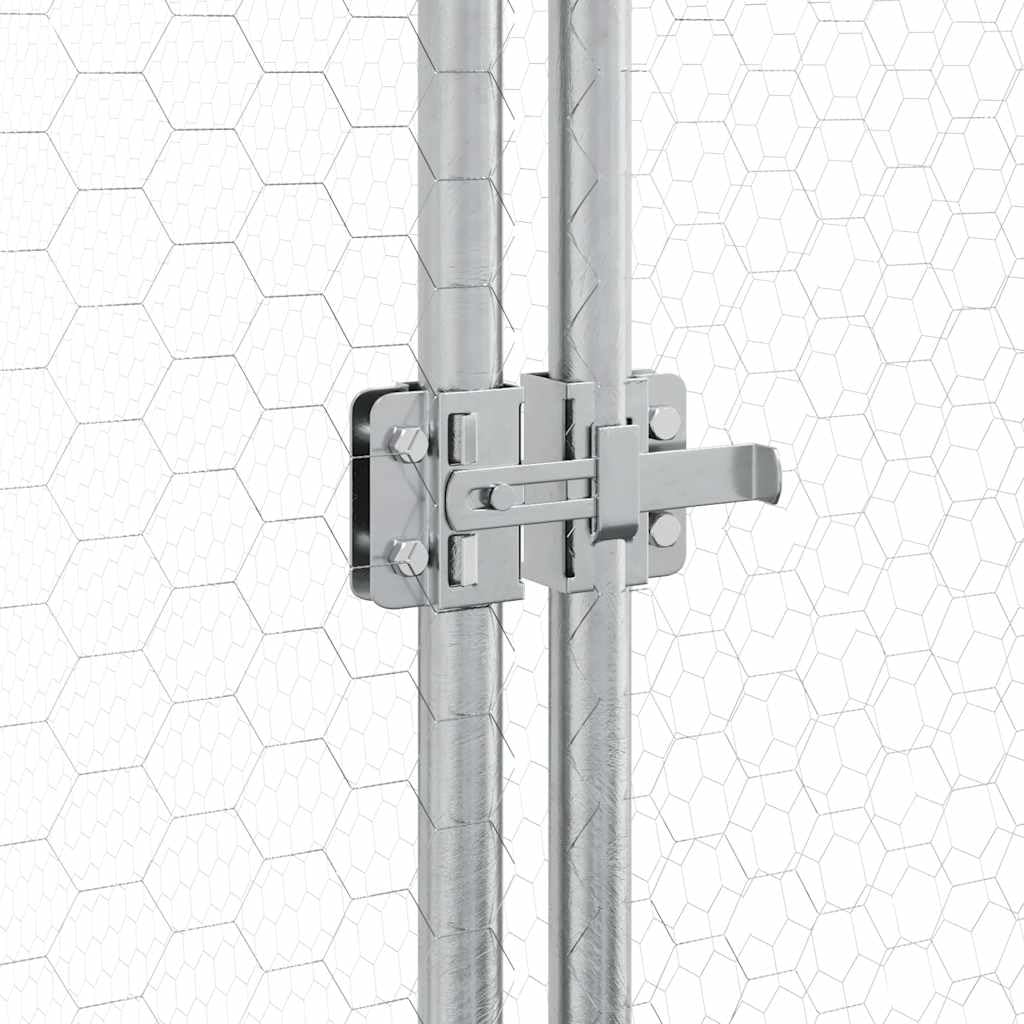 vidaXL Hühnerkäfig, Hühnerstall mit Schwenktür, Freigehege für Hühner Kleintiere, Hühnerhaus, Silbern Verzinkter Stahl
