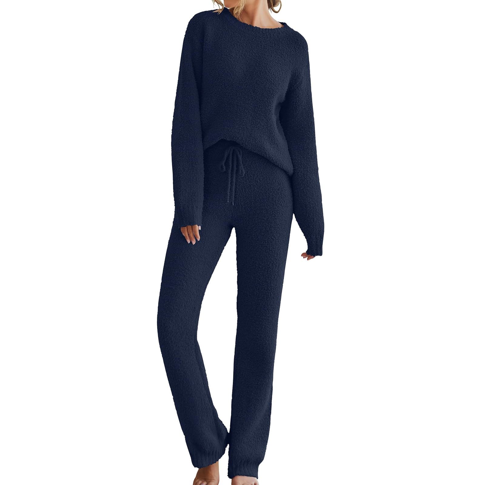 Tuta Donna Eleganti 2 Pezzi Completi Da Ginnastica Manica Lunga Girocollo Tuta Palestra Completo Sportiva Elegante Set Top E Pantaloni a Gamba Larga Tute Per Jogging Fitness Yoga Autunnale Invernale