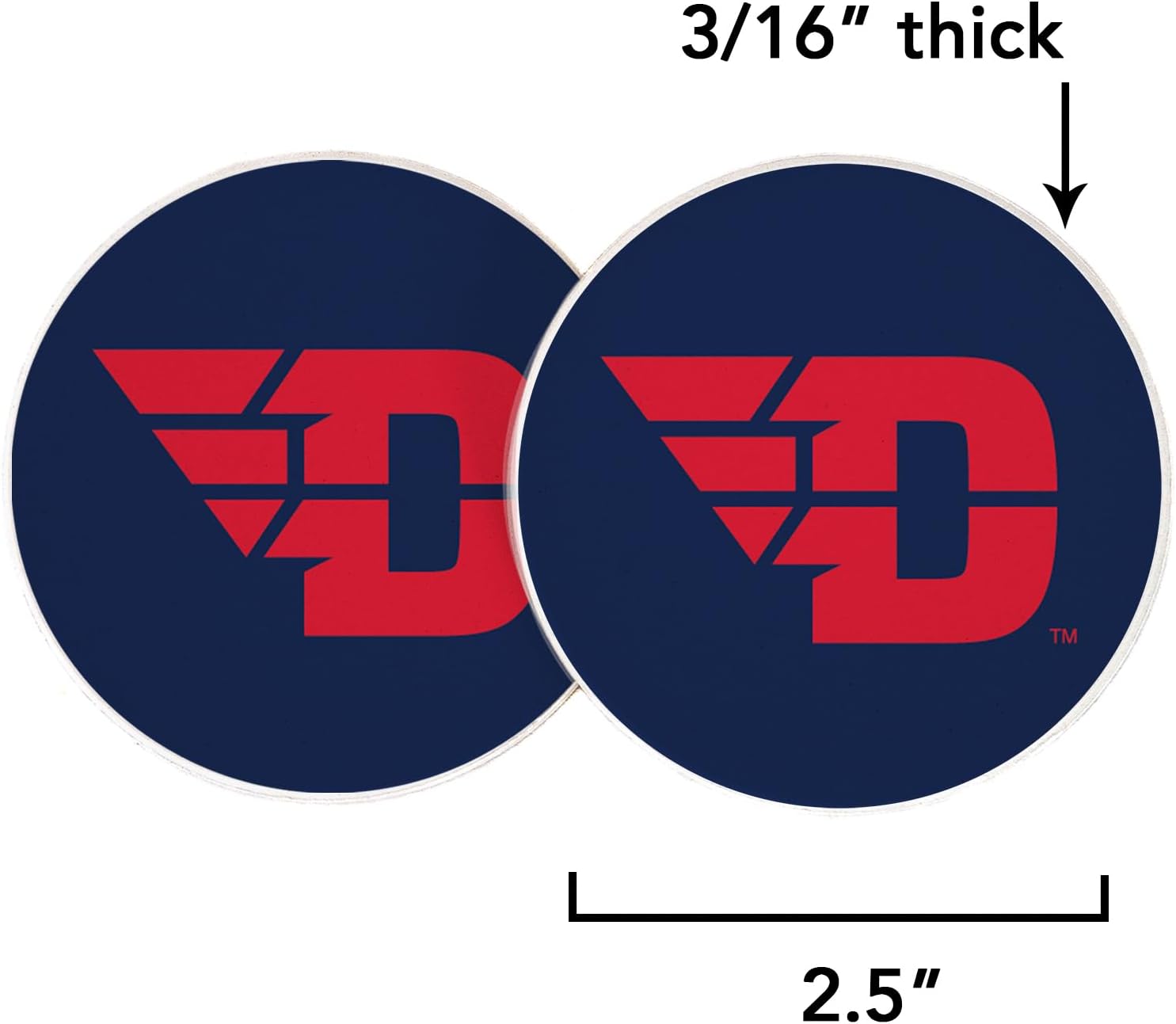 Desert Cactus University of Dayton Car Coaster Flyers UD Absorbent Sandstone Car Cup Coasters Set of 2 (Design A) - Image 2