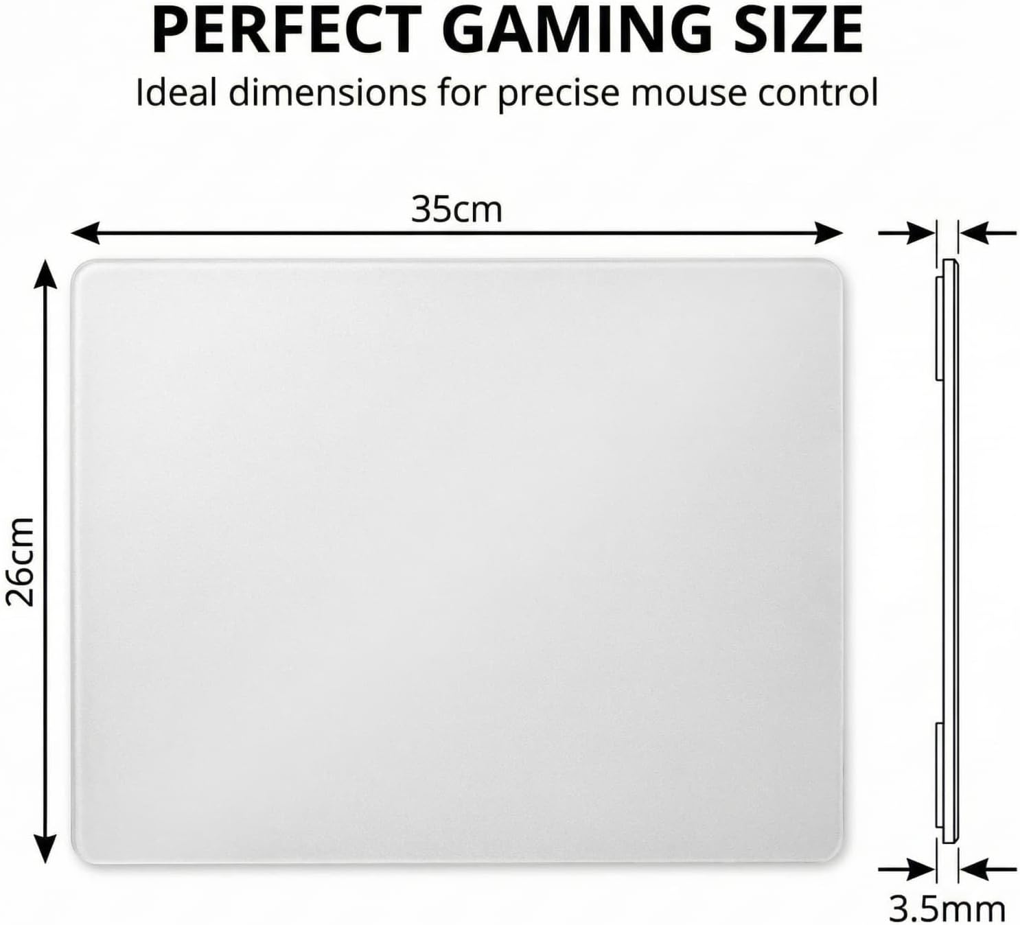 glass mouse pad, 13.7x10.2 inch large gaming mousepad with non-slip base, special glass surface for optimal control, clear mouse mat for desk computer laptop gamer office work
