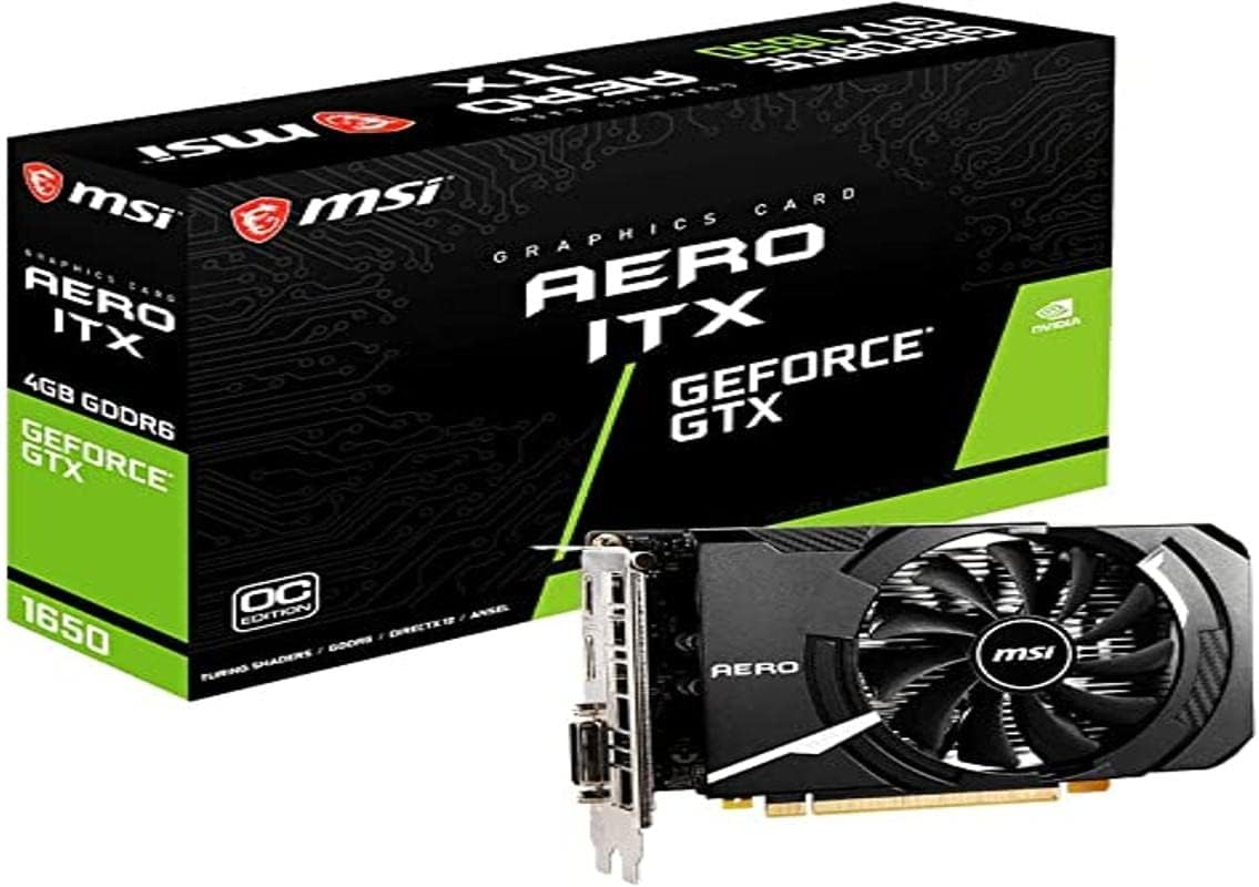 MSI, Scheda video HDMI/DP/DVI Geforce GTX 1650 D6 AERO ITX OC, 4GB, GDDR6 MSI, Scheda video HDMI/DP/DVI Geforce GTX 1650 D6 AERO ITX OC, 4GB, GDDR6