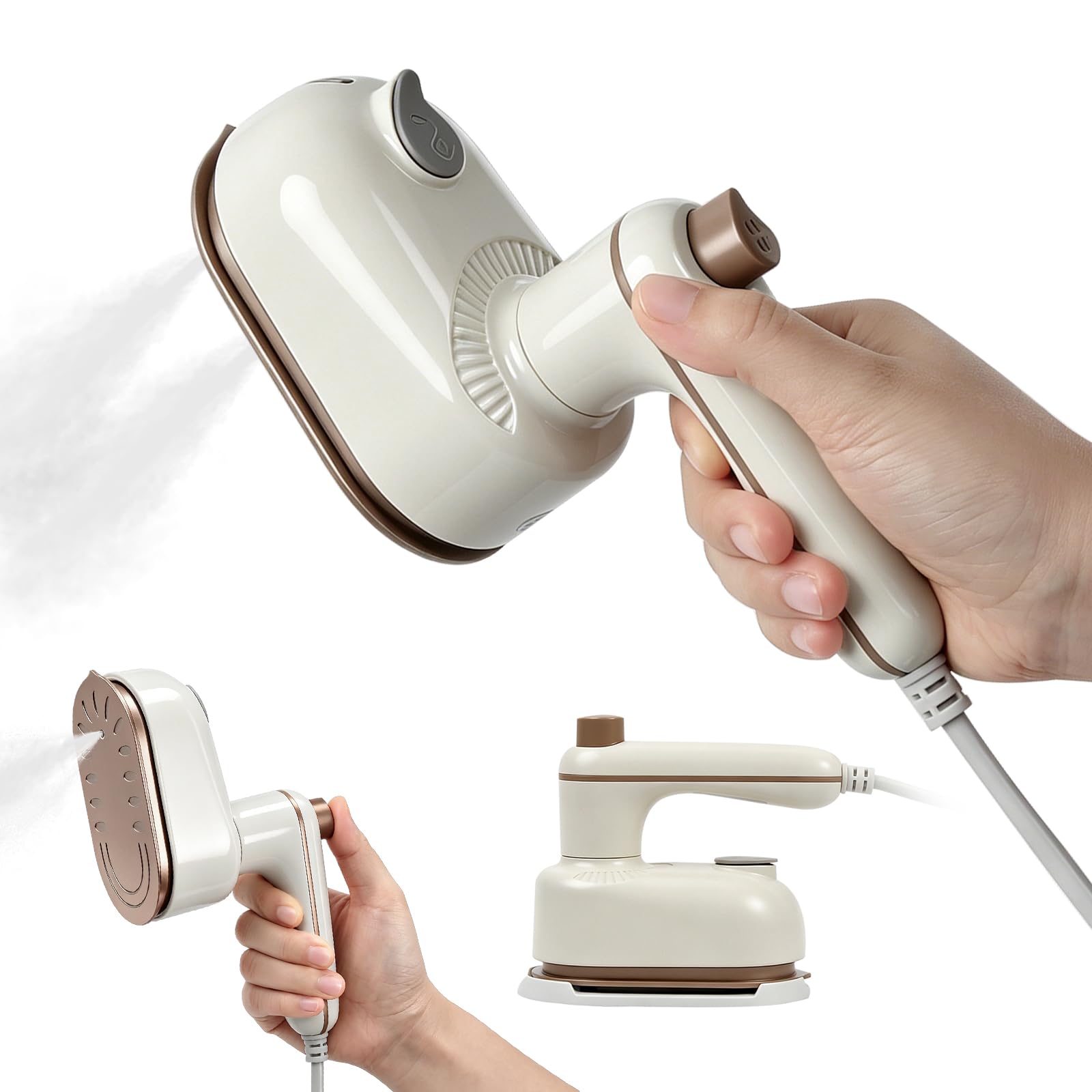 Photo 1 of Travel Iron for Clothes, 2 in1 Travel Steam Iron, 1200W Portable Fabric Steamer for Clothes, Powerful Wrinkle Remover - 10s Fast Heat-up, Handheld Steamer for Home & Travel