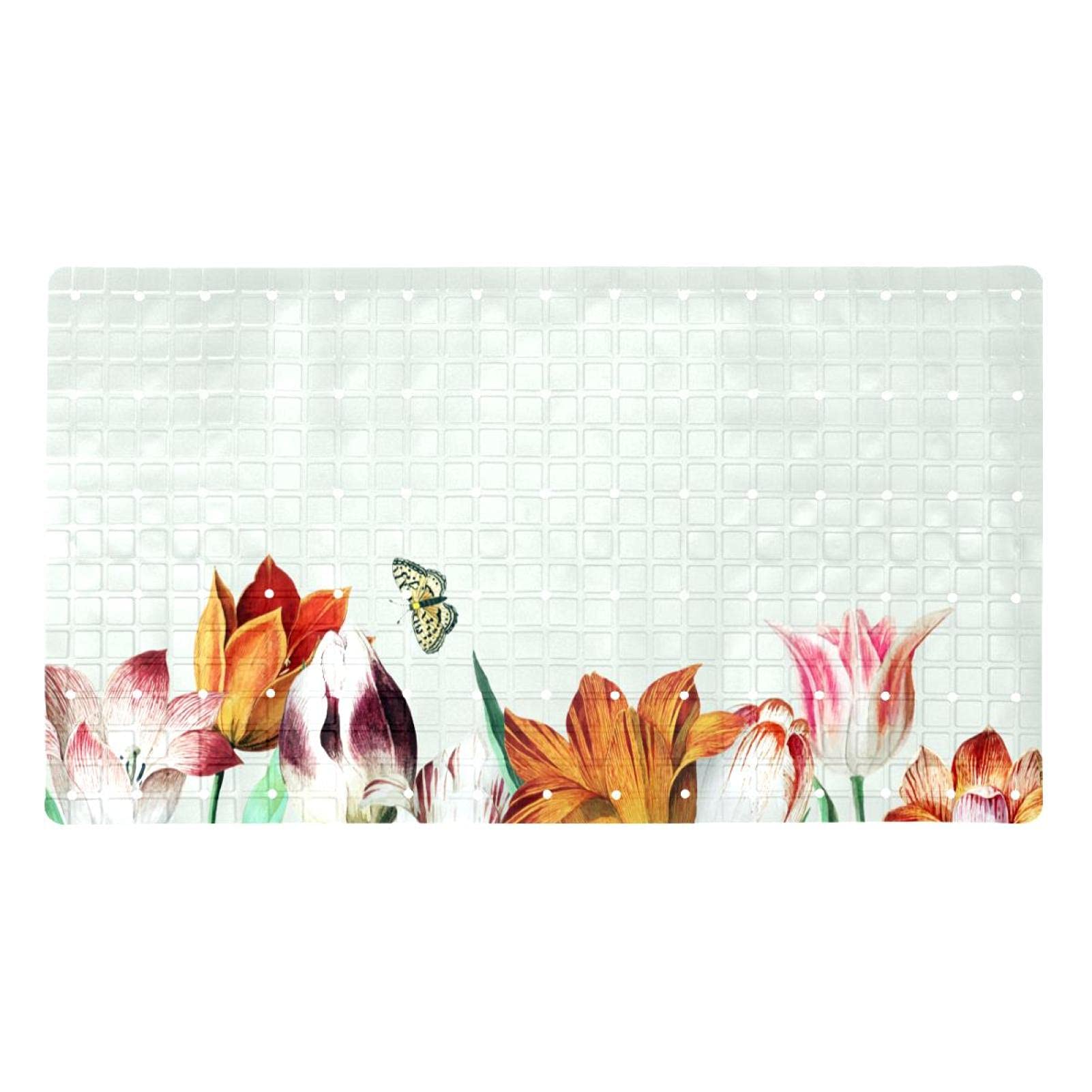 Tapis de bain antidérapant avec ventouses et trous de drainage pour une baignoire sans glissade