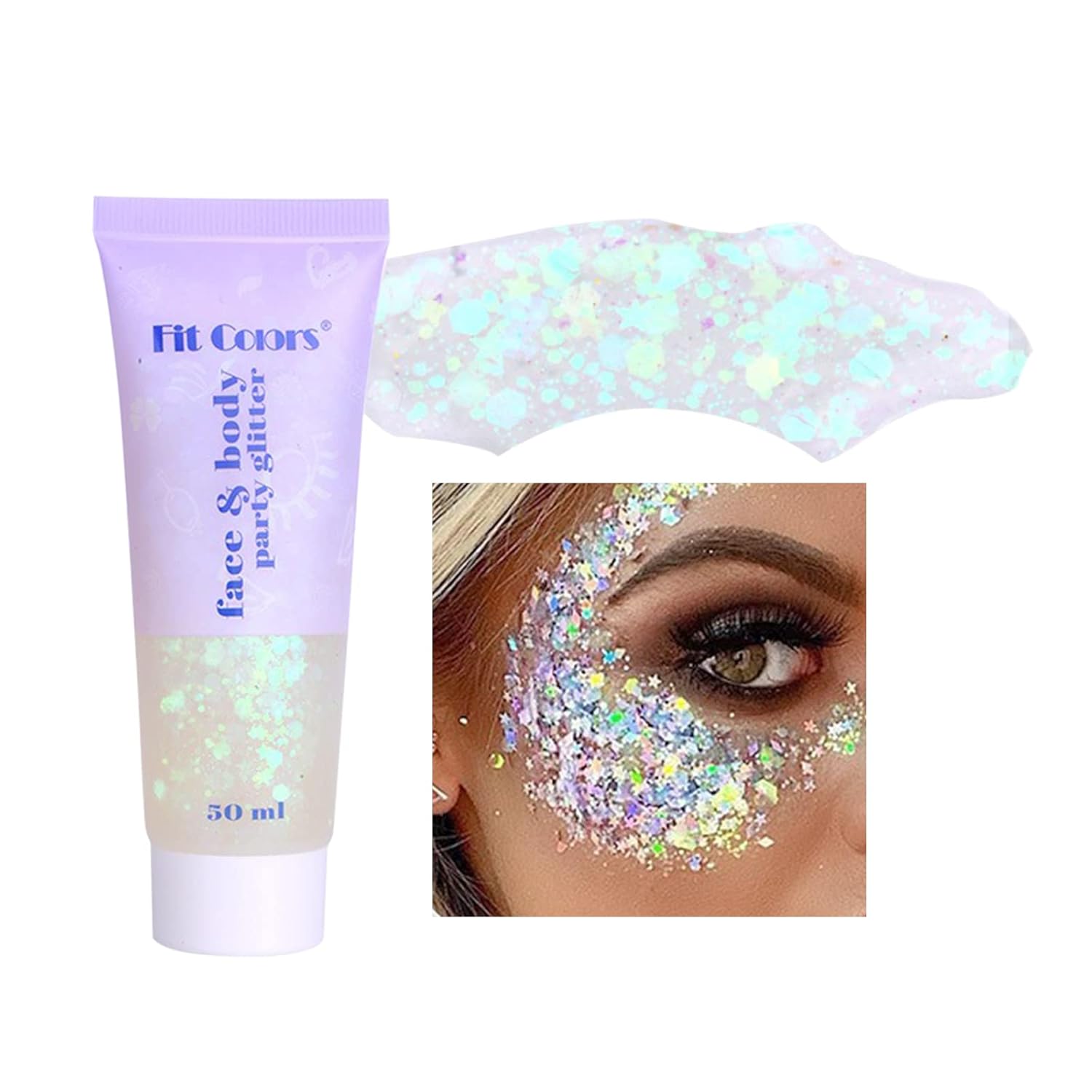 CkFyahp Body Glitzer Gel 50ML Meerjungfrau Pailletten Funkelnde Chunky