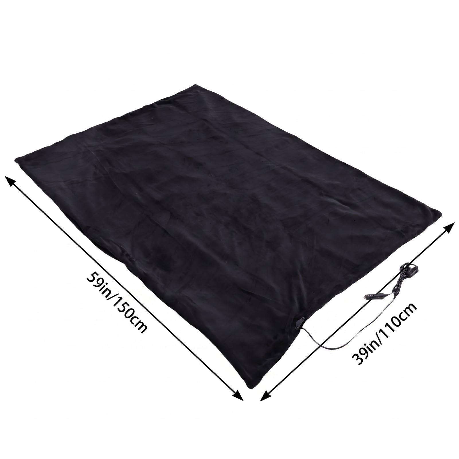 Cryfokt Manta Térmica para Coche 59x39in Franela 12V para Asiento (Black)