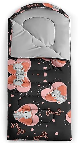 Miniatura 6 de AILONEN Saco de dormir de dibujos animados para niños y adultos, 3 estaciones, clima cálido y fresco, impermeable, impermeable, para camping,