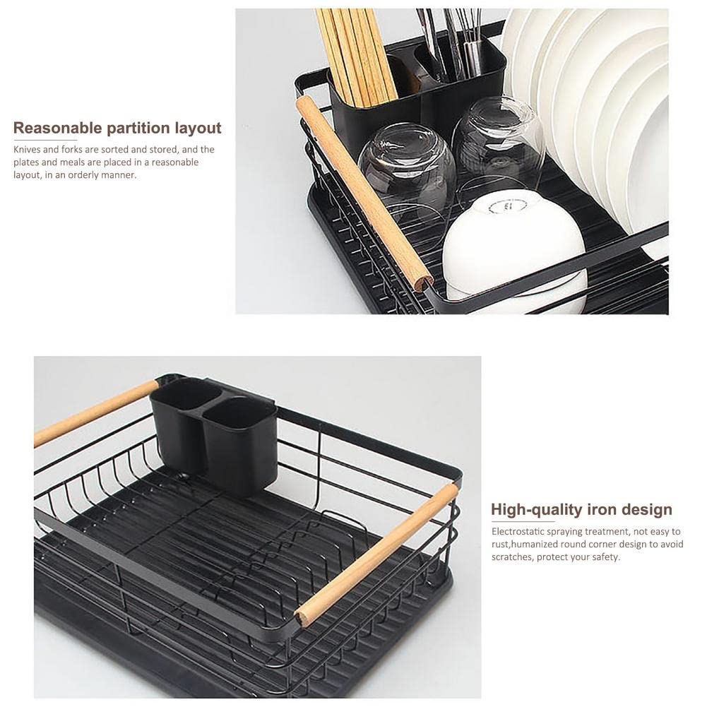 Rejilla para secar Platos, Rejilla para escurrir encimera de Cocina, Rejilla para Almacenamiento de vajilla Liviana, Adecuada para el hogar/Negro