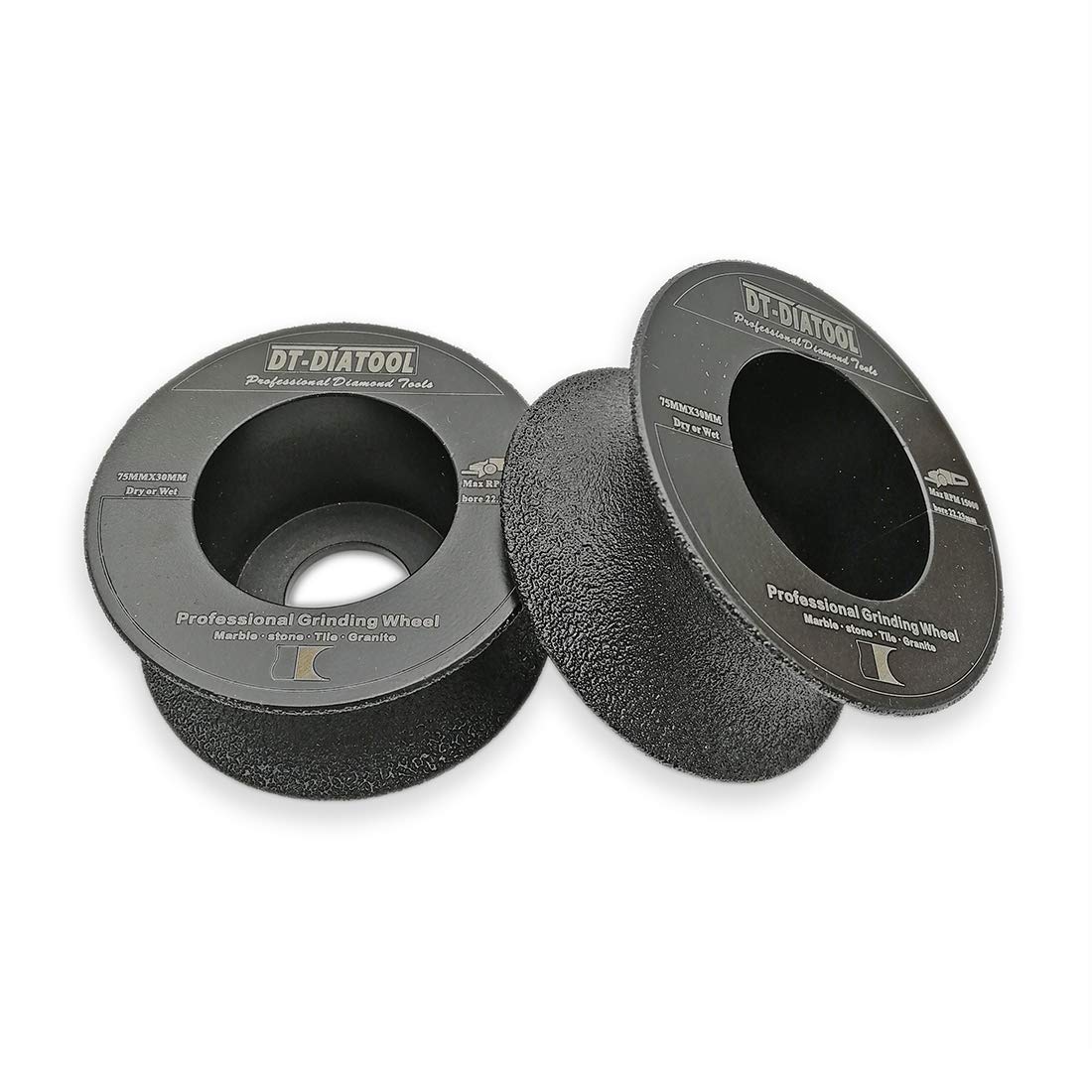 Discos de Esmerilado Manual, Muela de Diamante soldada al vacío 75 mm (3") con Eje Borde semicircular, Grano 60 7/8", Varios tamaños(2,30mm)