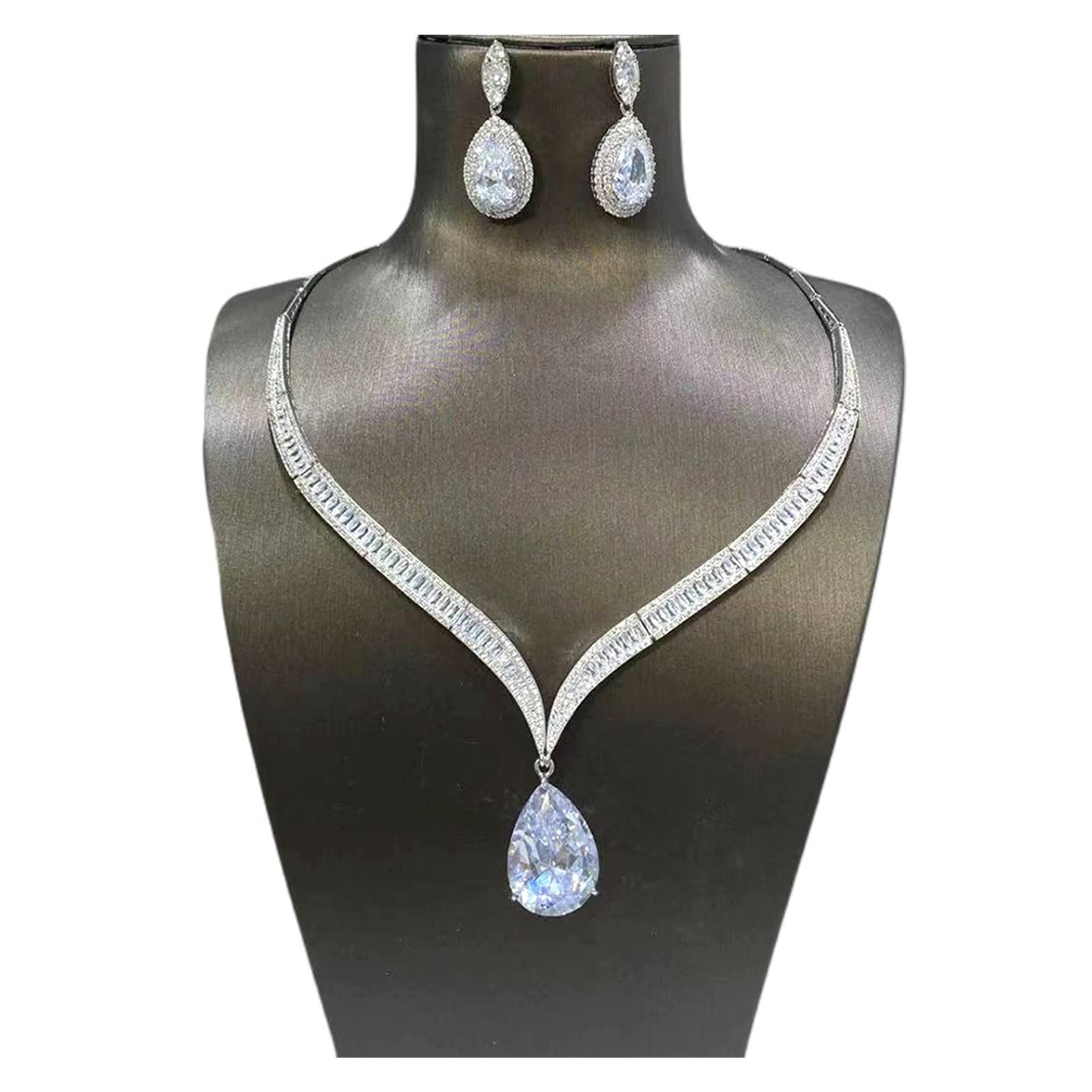 Collar de gota con circonitas para mujer set de 2 piezas elegante 4