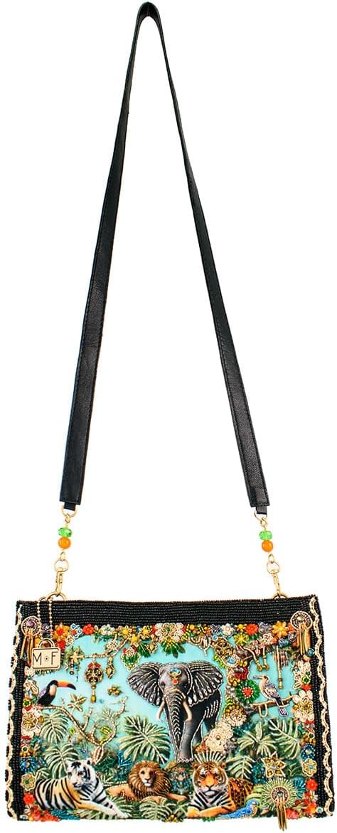 Mary Frances Wild Beaded Crossbody Handbag Animal Embroidery and Luxe Leather Accents, Multicolor