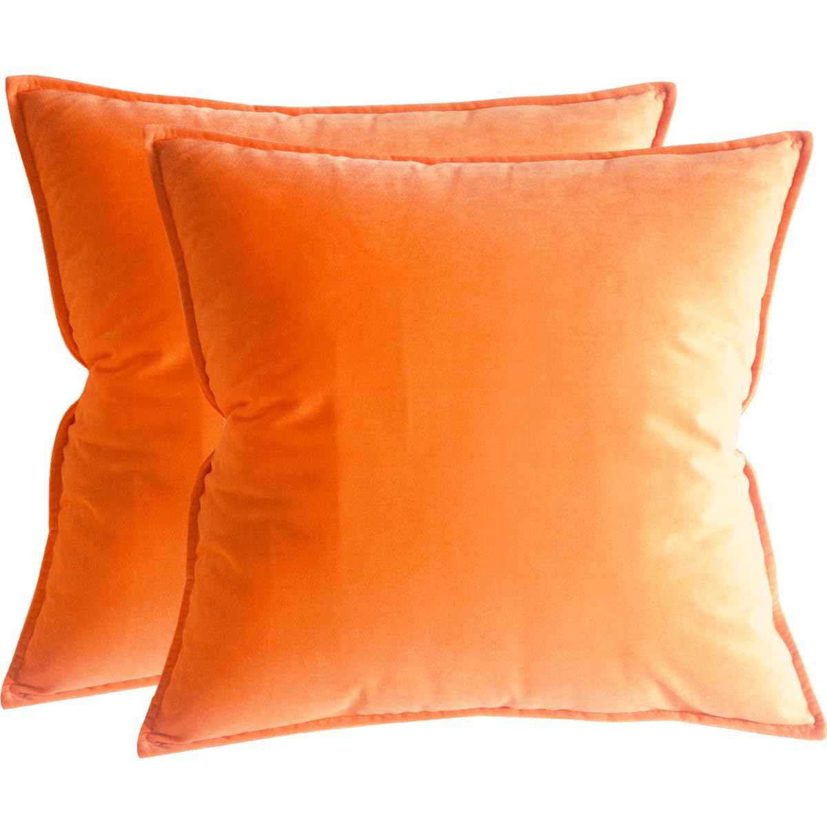 Lutanky Velvet Cushion Covers 60 x 60 cm Orange Large Throw Pillow Covers (Pack of 2) Soft Square Pillowcases for Sofa Couch Bedroom Accessories 24 x 24 Inch