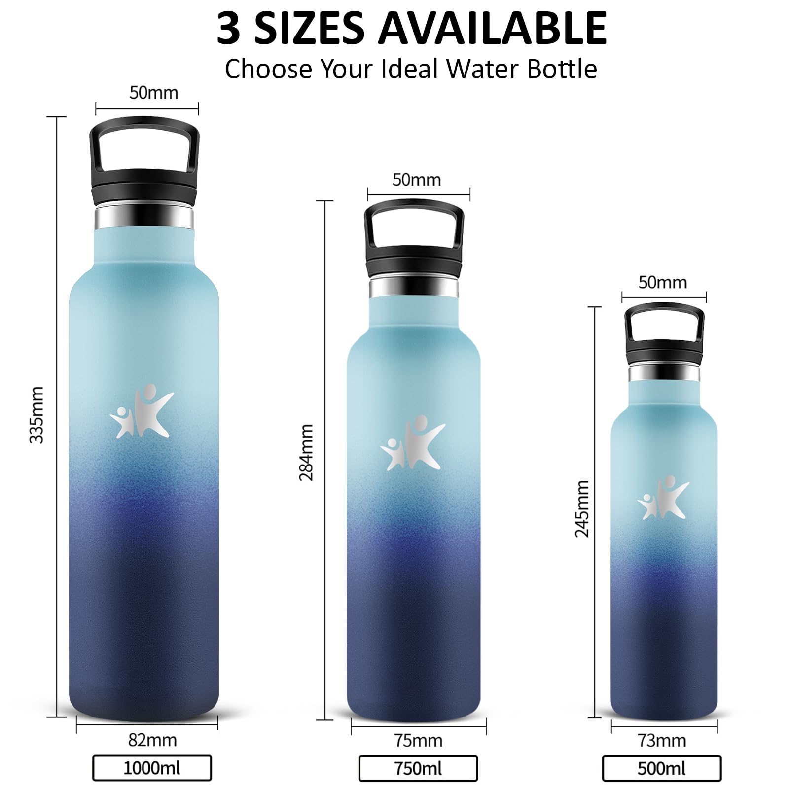 Grsta Botella Agua Acero Inoxidable, Botella Termica 500ml, A Prueba de Fugas, Cantimplora con Pajita, Mantiene 24H Frio/12H Calor, Cantimplora Infantil, Termo para la Oficina, Cámping, Yoga, Escuela