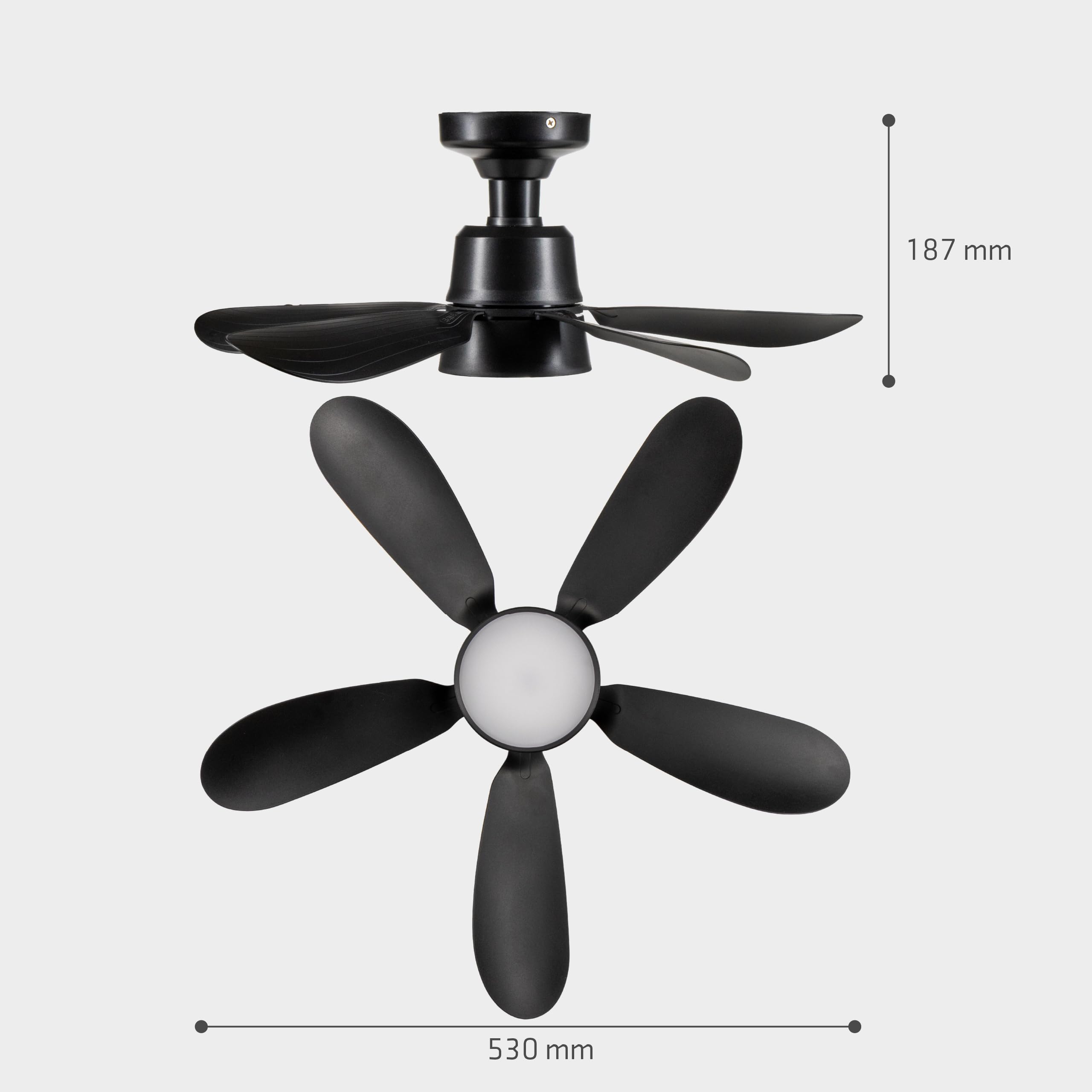 Proventa LED-Deckenleuchte mit Ventilator Ø530mm 25W 1100lm CCT 3000–6500K dimmbar IP20 flimmerfrei mit Fernbedienung modern flach leise ideal für Wohnräume Schlafzimmer Küche Wohnzimmer