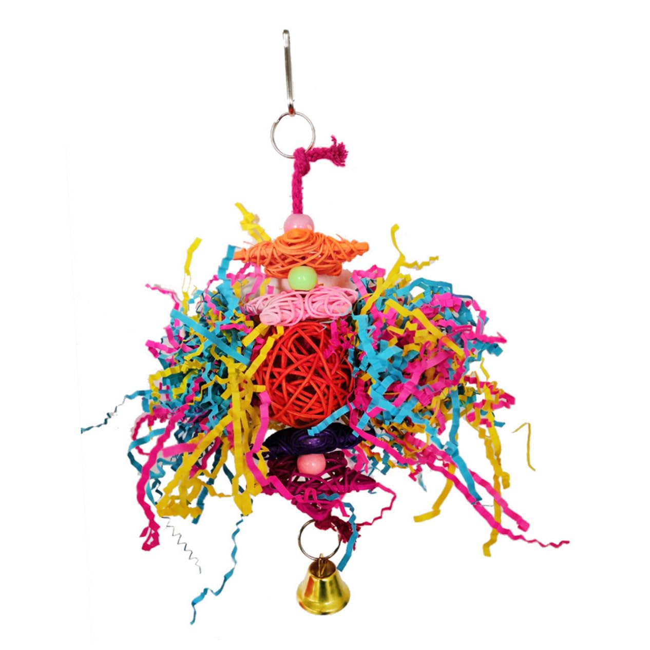 FRCOLOR 9 Piezas Jaula de pájaros para cacatúas Juguetes para periquitos Juguetes Loros Herramienta para Masticar Bolas de Seda de Loro Cuerda de algodón Aves Bloques Bambú