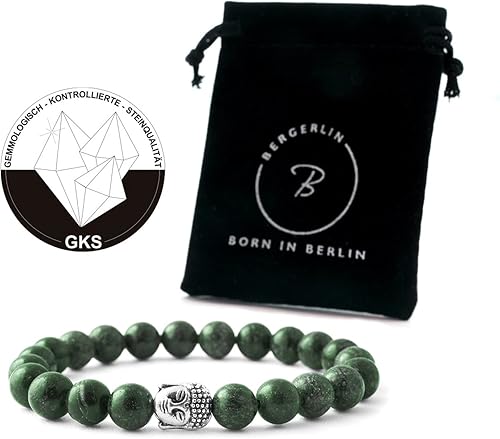 Miniatura 2 de BERGERLIN - Pulsera de Buda con piedra natural genuina de 0.315 in y perlas de piedra de lava - Pulsera de piedra natural real - Calidad certificada