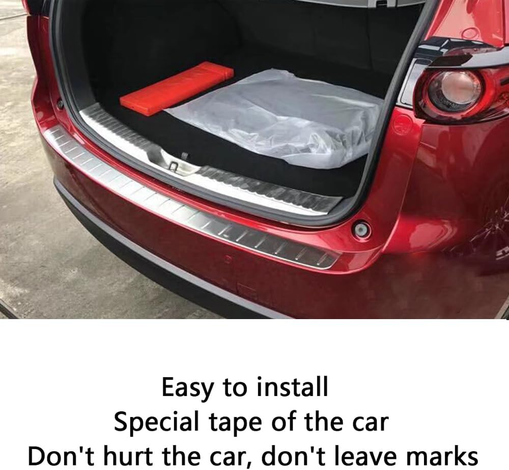 Car Accessories Rear Inside Bumper Sill Plate Guard Cover Trims Compatible with Mazda CX-5 CX5 2025 2024 2023-2017 (Silver Titanium) 1PC 304 Stainless Steel