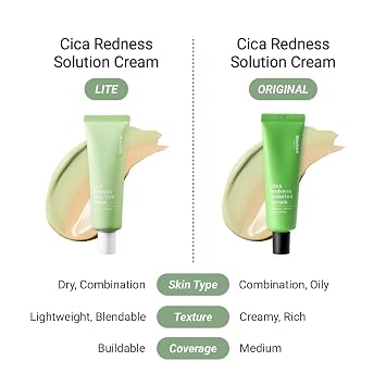 Meebak Cica Redness Solution Lite Green Color Correcting CC Cream for Redness Relief w/Niacinamide & Centella Asiatica, Korean Tone Up Cream, Tinted Moisturizer for Sensitive, Fair to Medium Skin